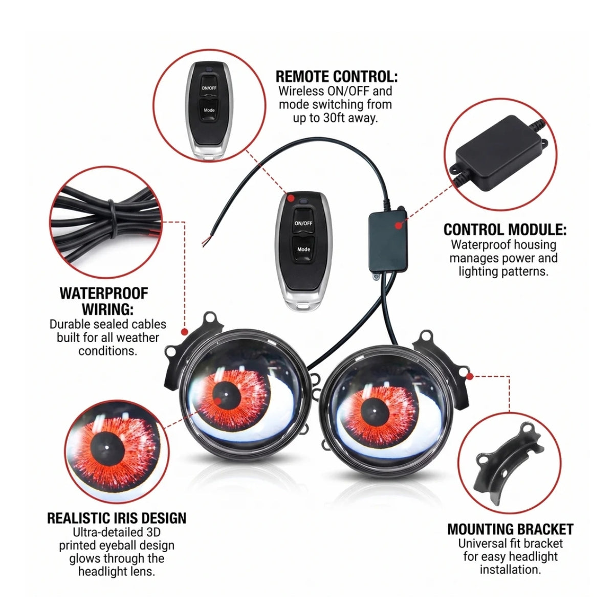 Beasteye™ Demon Eye LED Headlights — Multi-Mode Color Changing Car